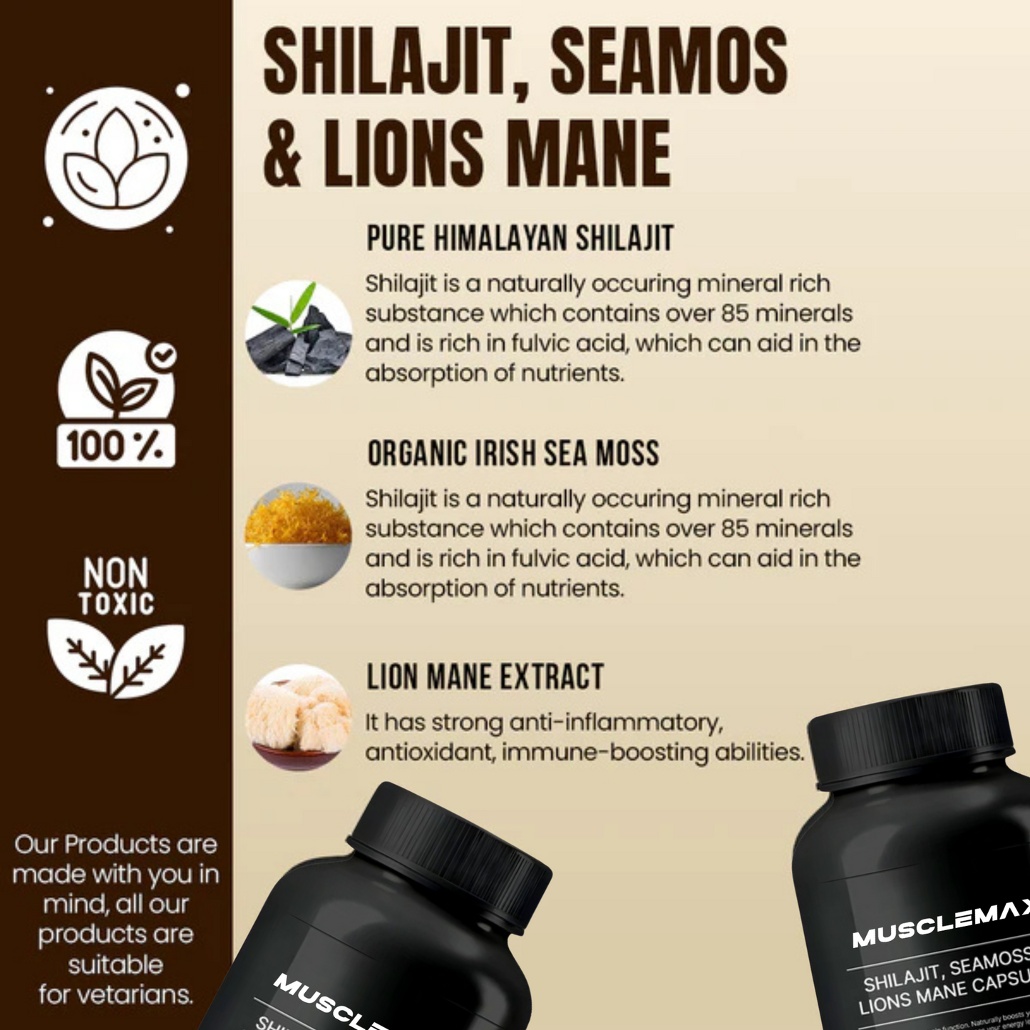 MuscleMax™ Shilajit, Sea Moss & Lions Mane