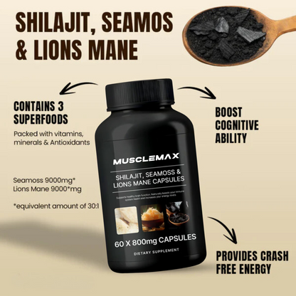 MuscleMax™ Shilajit, Sea Moss & Lions Mane