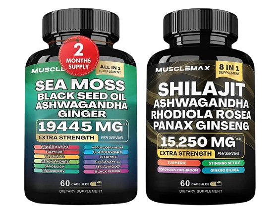 MuscleMax Sea Moss and Shilajit natural testosterone booster supplements for men