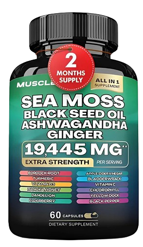 MuscleMax Sea Moss natural testosterone booster supplement bottle